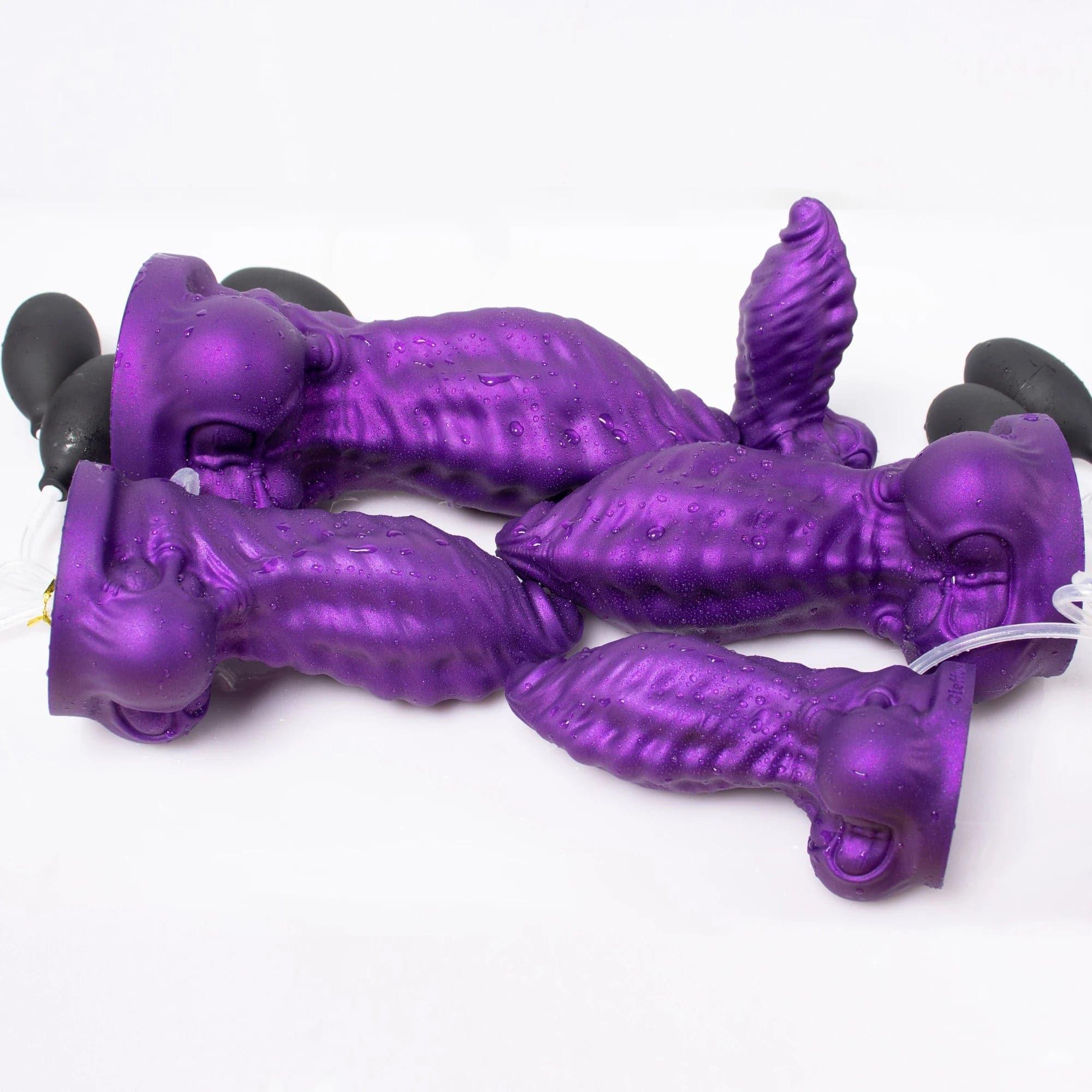 Oieffur Large Ejaculation Dildo With Enema Ball Squirt Liquid Purple Squirting Penis With Suction Cup Sex Toys For Men And Women - Passion Pulse Adult