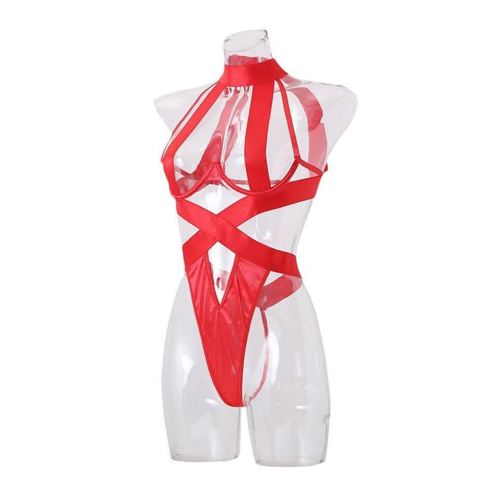 Hollow Out Patchwork Bodysuit - Passion Pulse Adult