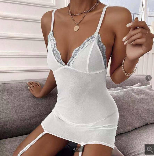 Hip-Covering Suspender Nightgown - Passion Pulse Adult