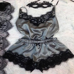 Sexy Temptation Nightgown Two Piece Set Lace Silk Home Clothes - Passion Pulse Adult