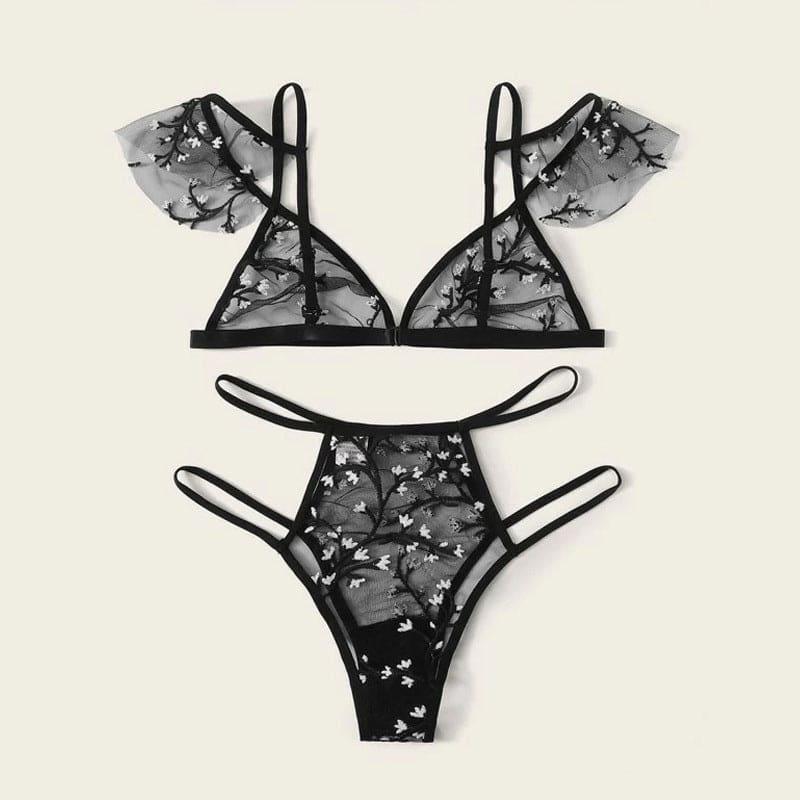 Sexy Plum Blossom Embroidered Sexy Underwear - Passion Pulse Adult