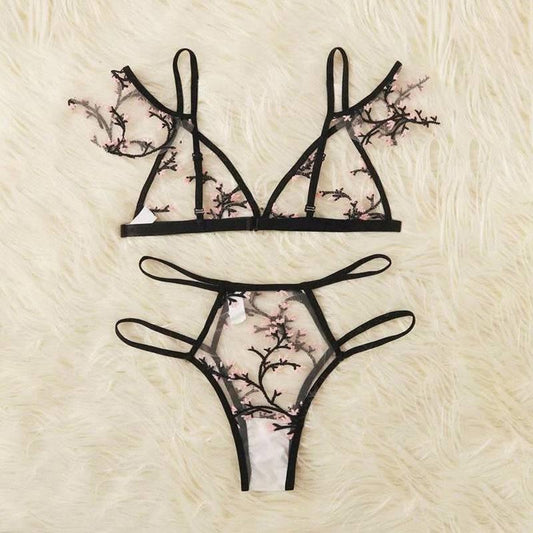 Sexy Plum Blossom Embroidered Sexy Underwear - Passion Pulse Adult