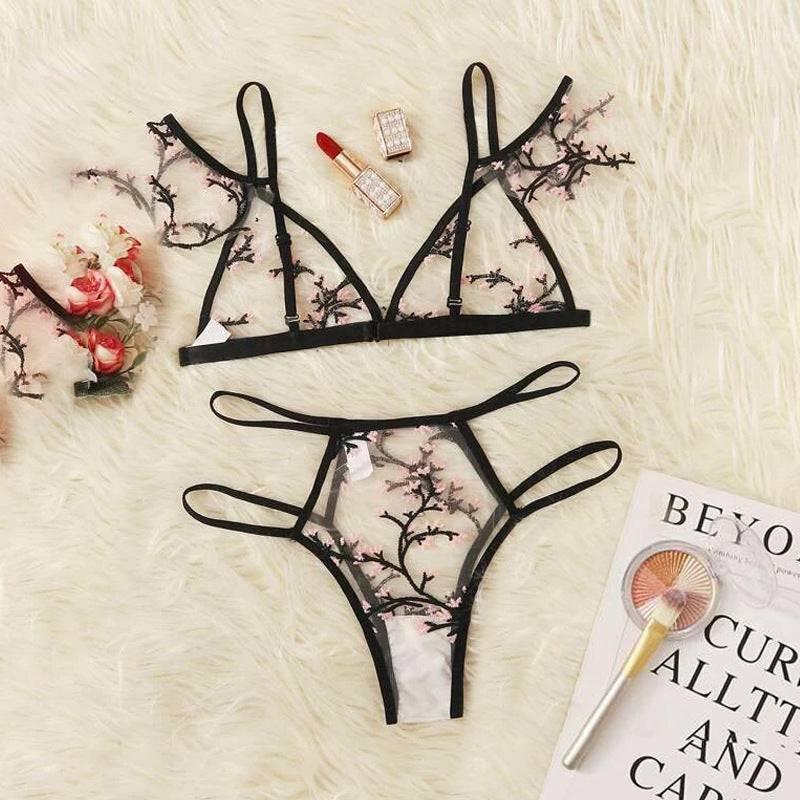Sexy Plum Blossom Embroidered Sexy Underwear - Passion Pulse Adult
