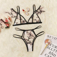Sexy Plum Blossom Embroidered Sexy Underwear - Passion Pulse Adult