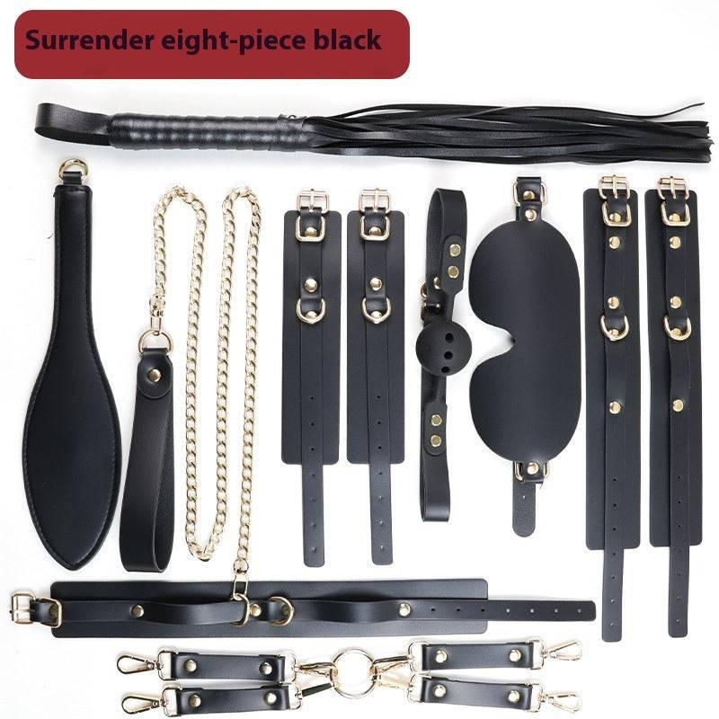 SM Discipline Set: Cuffs and Leather Whip - Passion Pulse Adult