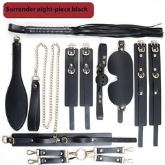 SM Discipline Set: Cuffs and Leather Whip - Passion Pulse Adult