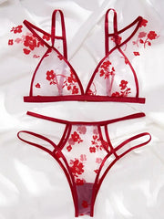 Sexy Plum Blossom Embroidered Sexy Underwear