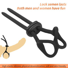 Adjustable Silicone Penis Lock Cock Ring | Bondage Erection Enhancer & Delay Ejaculation | Enlargement Ball Stretcher Massager | Sex Toy for Men