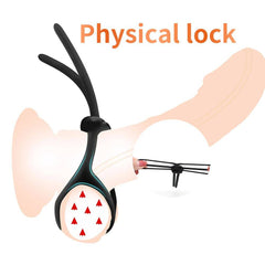 Adjustable Silicone Penis Lock Cock Ring | Bondage Erection Enhancer & Delay Ejaculation | Enlargement Ball Stretcher Massager | Sex Toy for Men