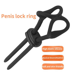 Adjustable Silicone Penis Lock Cock Ring | Bondage Erection Enhancer & Delay Ejaculation | Enlargement Ball Stretcher Massager | Sex Toy for Men