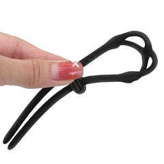 Adjustable Silicone Penis Lock Cock Ring | Bondage Erection Enhancer & Delay Ejaculation | Enlargement Ball Stretcher Massager | Sex Toy for Men