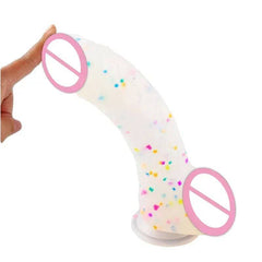 Confetti Clear Silicone Dildo – Realistic Design with Strong Suction Cup for Hands-Free Play