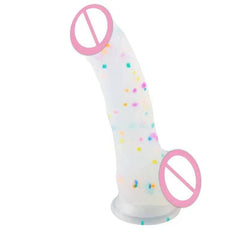 Confetti Clear Silicone Dildo – Realistic Design with Strong Suction Cup for Hands-Free Play