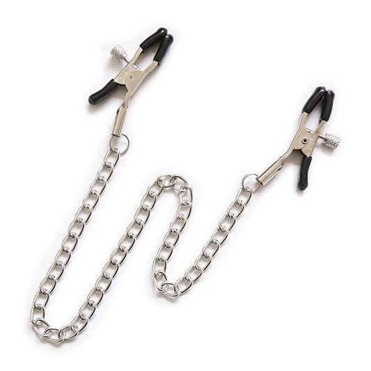 Adjustable Metal Nipple Clamps with Chain | BDSM Bondage Erotic Toys for Women and Couples | Masturbation Accessories