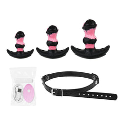 Adjustable Leather Mouth Gag with Vibrating Horse Dildo - 10 Modes Bondage Muzzle for Couples and BDSM Roleplay