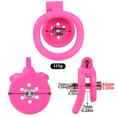 Pink/Black/White Adjustable Mini Metal Chastity Cage with Lock - BDSM Male Slave Cock Ring for Fetish Roleplay and Sissy Bondage Play