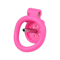 Pink/Black/White Adjustable Mini Metal Chastity Cage with Lock - BDSM Male Slave Cock Ring for Fetish Roleplay and Sissy Bondage Play