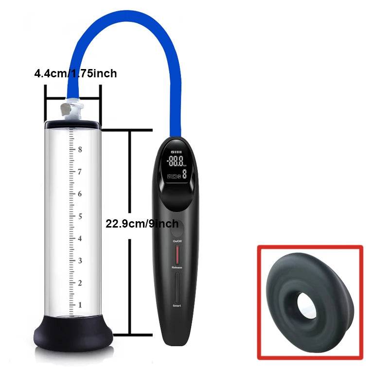 Electric Acrylic Penis Pump: Vacuum Pump for Male Penis Enlargement, Penile Training Extender, Cock Dick Pump for Men