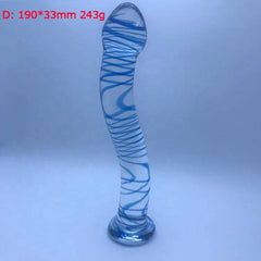 Dual-Ended Spiral Crystal Glass Dildo - G-Spot & Clitoral Massager