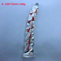 Dual-Ended Spiral Crystal Glass Dildo - G-Spot & Clitoral Massager