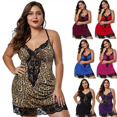 Plus-Size Lace Satin Nightdress with Spaghetti Straps - Sexy Sleepwear for Women