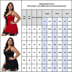 Plus-Size Lace Satin Nightdress with Spaghetti Straps - Sexy Sleepwear for Women