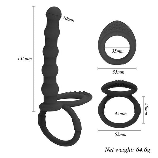 Double Penetration Toy – Anal Beads, Dildo Attachment & Cock Ring for Men & Women