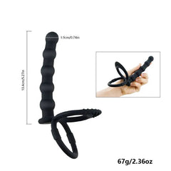 DualFlex Double Penetration Dildo with Vibrating Anal Beads - G-Spot and Prostate Massager for Women, Men, and Couples for Enhanced Intimacy and Pleasure