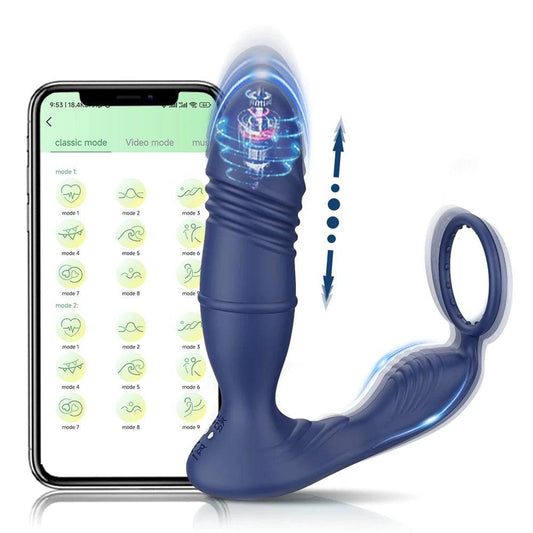 Male Thrusting Prostate Massager: Bluetooth APP Vibrator for Men, Gay Wireless Remote Prostate Stimulator - Sex Toy for Couples