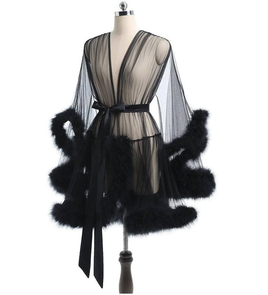 Feather Robe Lingerie - Passion Pulse Adult