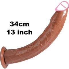 13-Inch Realistic Dildo with Strong Suction Cup - Black Jelly Adult Toy