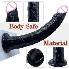 13-Inch Realistic Dildo with Strong Suction Cup - Black Jelly Adult Toy