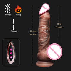 Realistic Telescopic Vibrator – Heated Thrusting Dildo & Anal Plug for Women