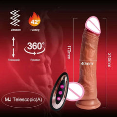 Realistic Telescopic Vibrator – Heated Thrusting Dildo & Anal Plug for Women