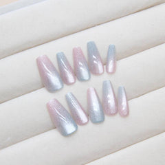 Cat eye gradient wearable nails removable nail pieces nail pieces nail art stickers code