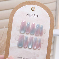 Cat eye gradient wearable nails removable nail pieces nail pieces nail art stickers code