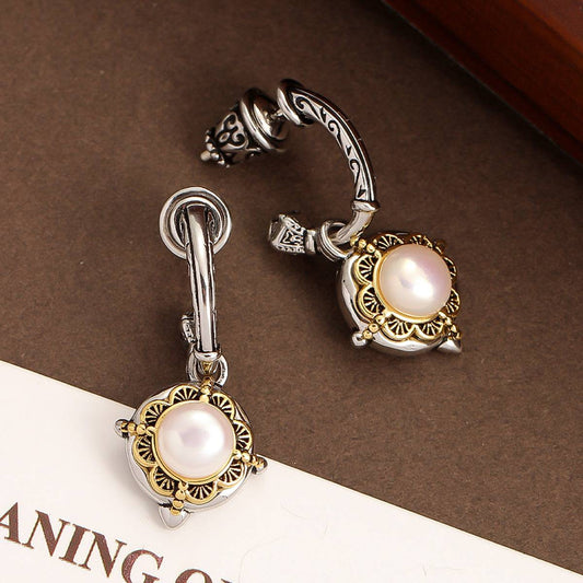 Color-Block Freshwater Pearl Stud Earrings