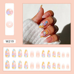 Pastel Party Almond Press-Ons - Confetti Splash Wearing Nail Set