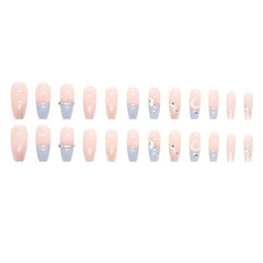 Sea Salt Macaron Color Clear Diamond Wearable Nails