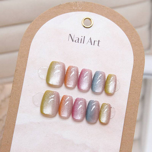 Sweet Candy-colored Cat Eye Wearable Nails