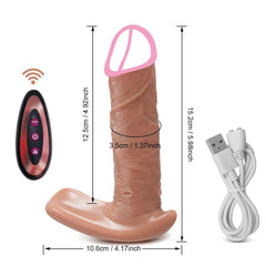 Thrusting Wearable Dildo Vibrator: Telescopic Penis for Female Anal & Vagina Masturbation - Outdoor Remote Control Sex Toy