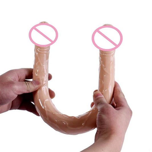 44cm Soft Jelly Dildo Double Long Realistic Cock Lesbian Vaginal Anal Plug Flexible Fake Penis For Women Dildos Sex Toys