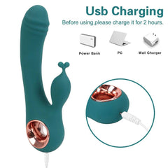 USB Rechargeable Rabbit Dildo Vibrator – 10-Frequency G-Spot & Clitoral Stimulation for Women