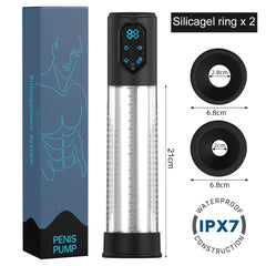 IPX7 Waterproof Electric Penis Pump for Enlargement: Man Vacuum Pump with 4 Suction Levels, 2 Silicone Sleeves