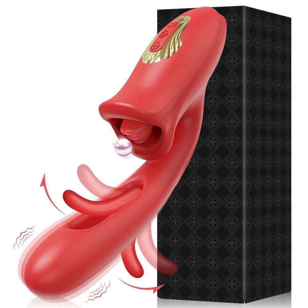 Powerful Tongue Licking Dildo Vibrator: Female G-Spot, Clitoris, and Vaginal Stimulator - Adult Masturbation Massager, Couple Sex Toy - Passion Pulse Adult