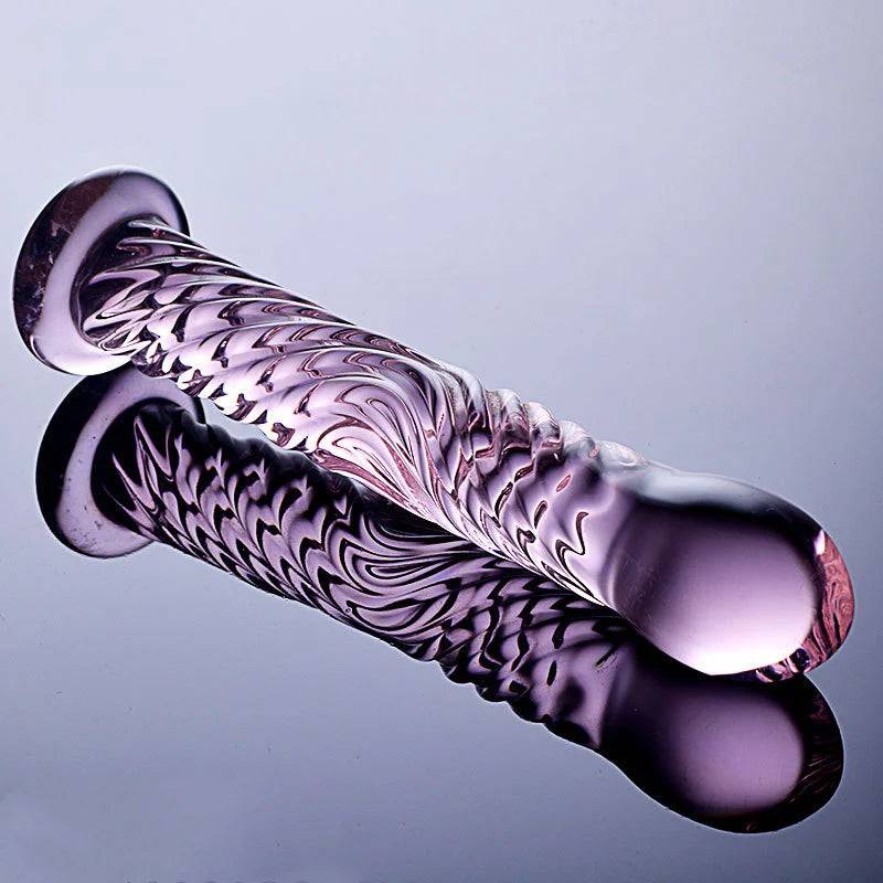 17cm Crystal Glass Dildo – Realistic Design with Suction Cup for G-Spot Massage