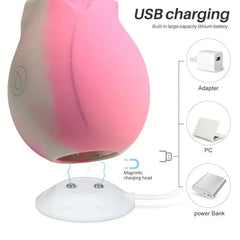 Gradient Rose Breast Sucking Vibrator: Nipple & Clitoris Vacuum Stimulator for Women