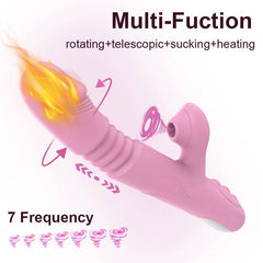 Heating Dildo Vibrator with Clitoral Suction & G-Spot Rotation – Ultimate Pleasure Massager for Women