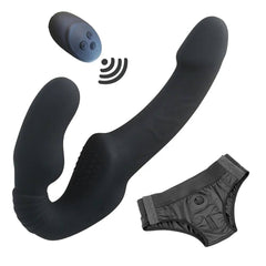 Strapless Strap-On Dildo Vibrator with Remote Control | G-Spot & Clitoral Stimulator | Sex Toy for Women & Lesbian Couples