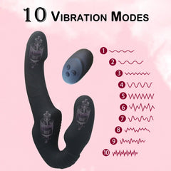 Strapless Strap-On Dildo Vibrator with Remote Control | G-Spot & Clitoral Stimulator | Sex Toy for Women & Lesbian Couples